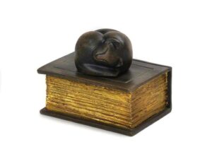 Cat On Book Resin Urn