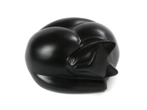 Sleeping Cat Wooden Urn - Black