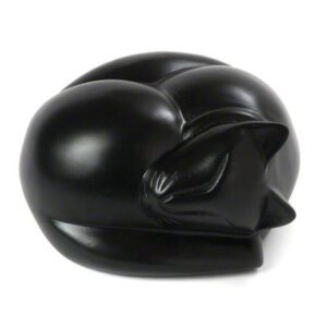 Sleeping Cat Wooden Urn - Black